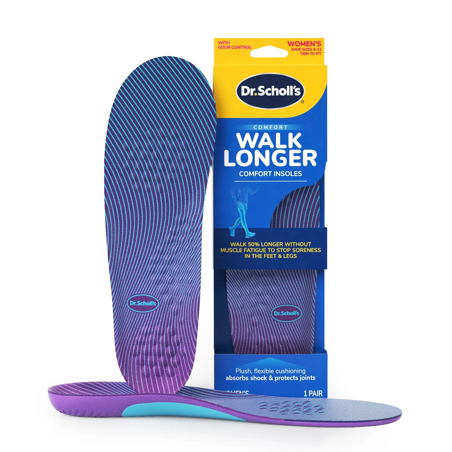 Dr. Scholl's Walk Longer Insoles, Comfortable Plush Foam Inserts for Women, Sizes 6-10 | Walmart (US)