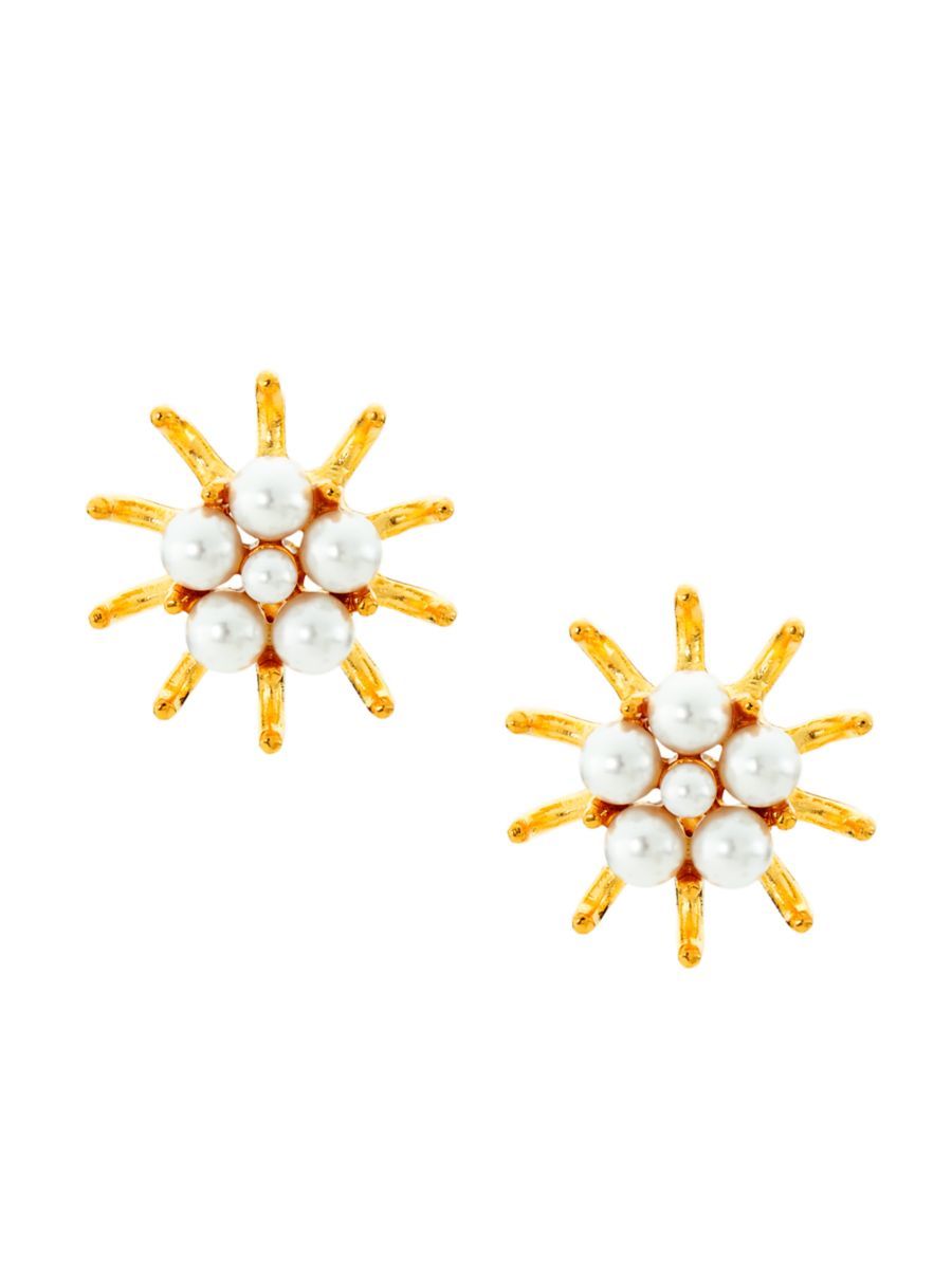 22K-Gold-Plated & Imitation Pearl Sea Urchin Stud Earrings | Saks Fifth Avenue