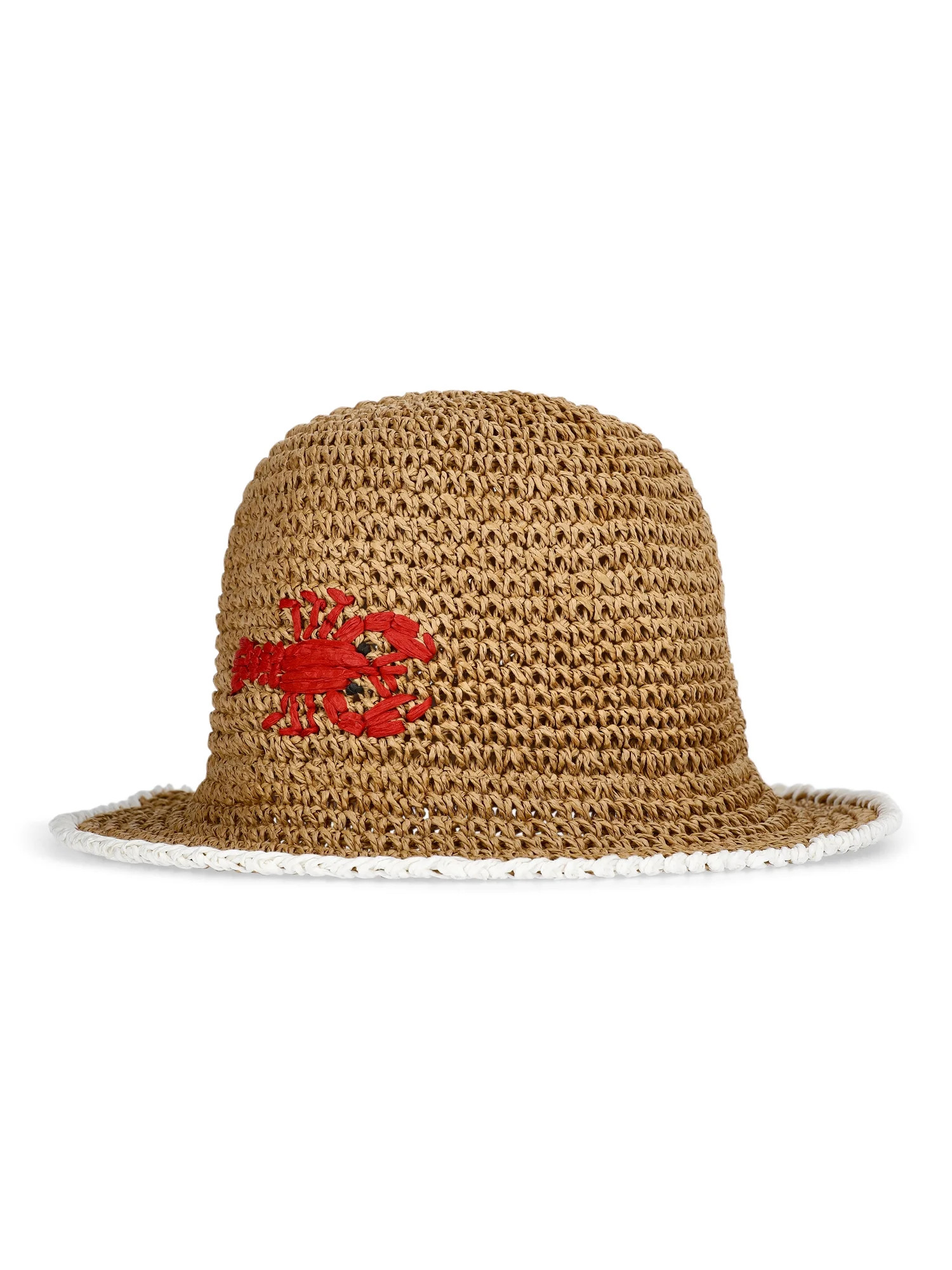 No Boundaries Straw Lobster Bucket Hat, Women's, Dark Natural | Walmart (US)