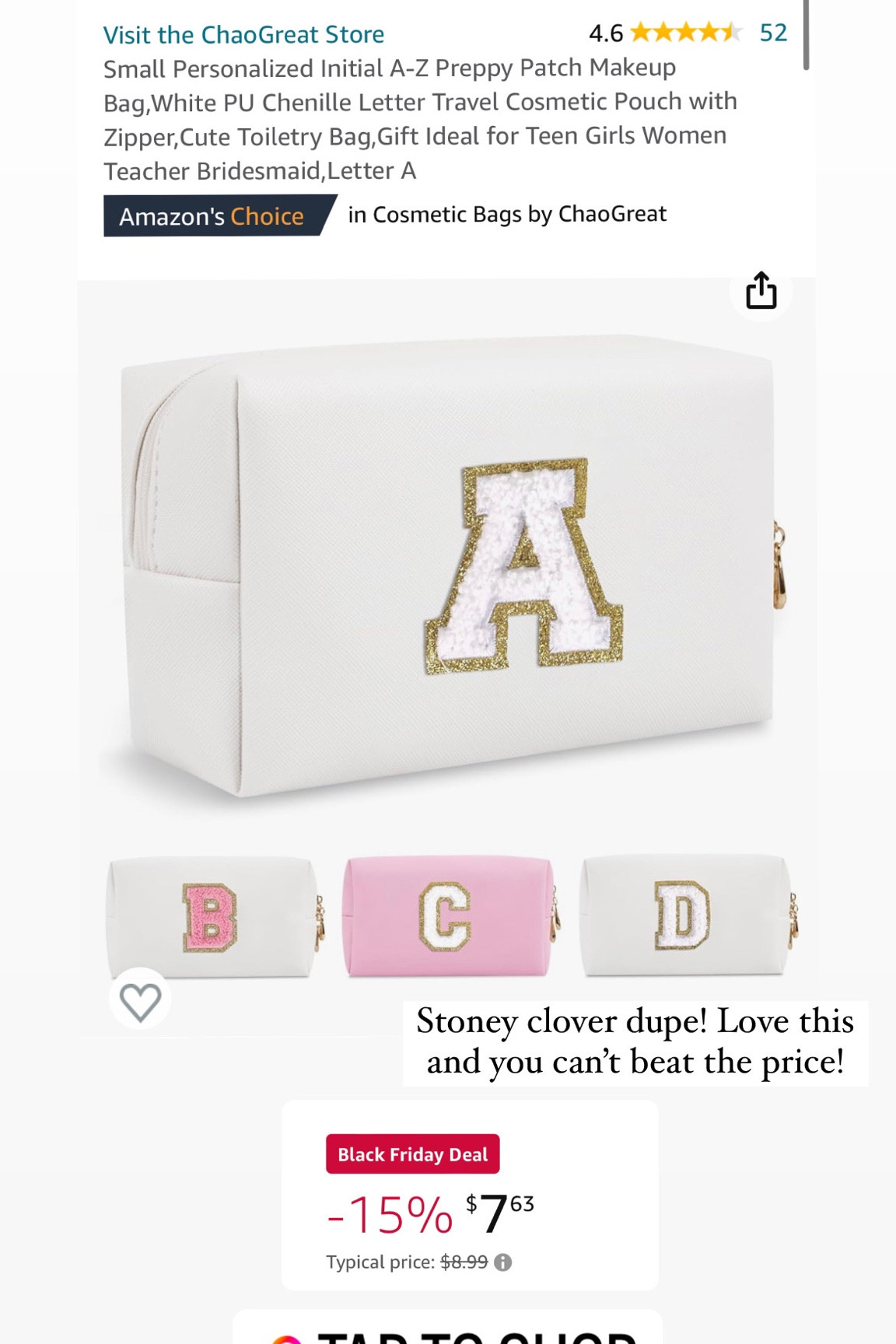 Personalized initial pouch! Stoney clover dupe! Under $10 for a cosmetic bag such a perfect gift for girls! 

#LTKHoliday #LTKCyberWeek #LTKGiftGuide