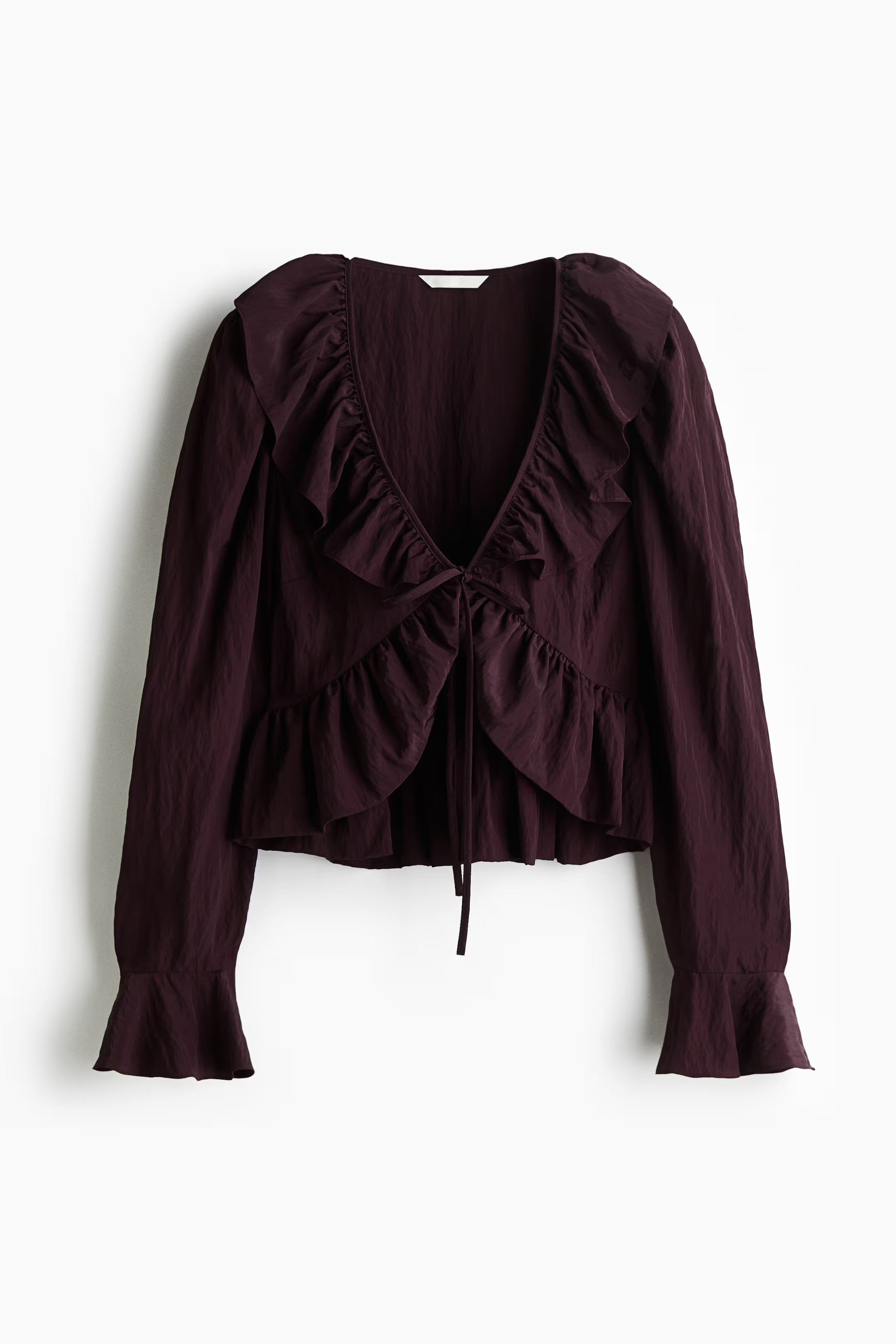 Frilled blouse - Dark purple - Ladies | H&M GB | H&M (UK, MY, IN, SG, PH, TW, HK)
