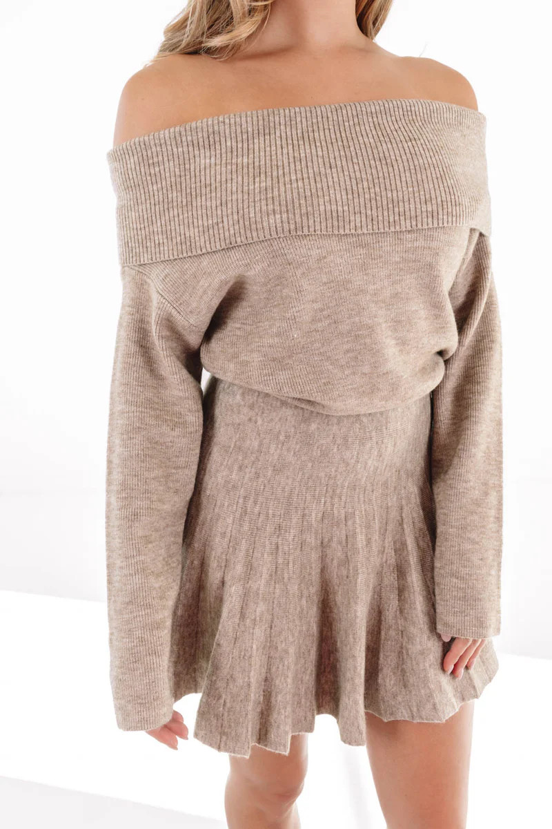Cut It Off Sweater Dress - Taupe | The Impeccable Pig