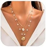Seashell Necklace for Women Shell Necklace Vacation Outfits for Women Adjustable Layered Sea Shel... | Amazon (US)