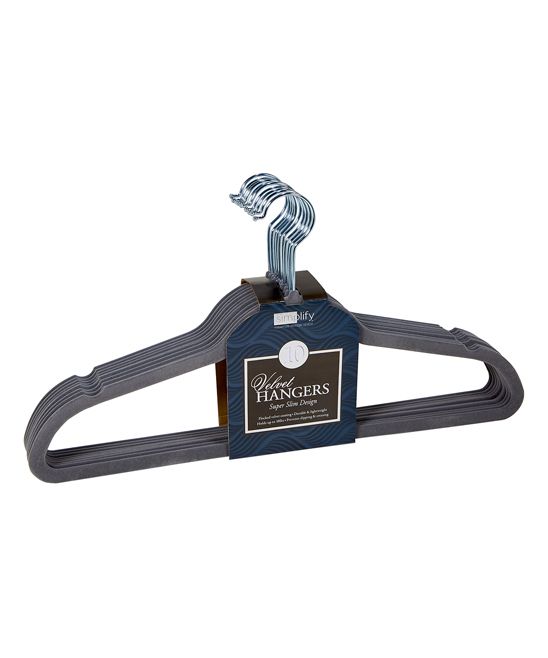 Simplify Hangers GREY - Gray 10-Pack Velvet Hanger | Zulily