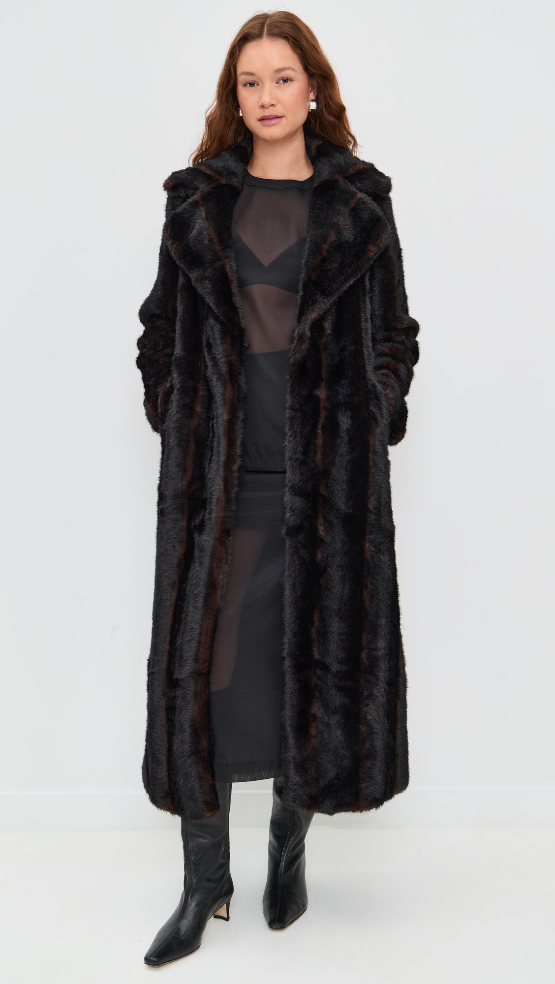 Apparis Gabrielle Shaved Mink Maxi Coat Noir Multi XS | Shopbop