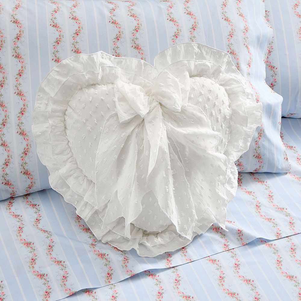 LoveShackFancy Bow Heart Swiss Dot Pillow | Pottery Barn Teen