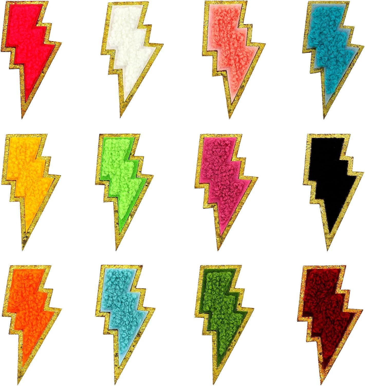 Lightning Iron On Patch Bolt Patch Golden Edges Embroidery Patche, Sew On Patch Iron On Black Pat... | Amazon (US)