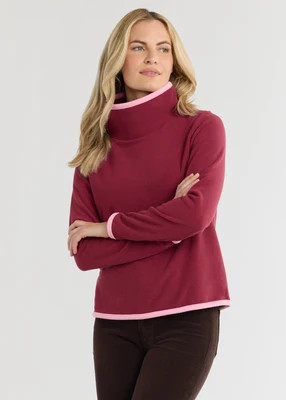 Park Slope with Tipping in Terry Fleece (Burgundy/Prism Pink) | Dudley Stephens