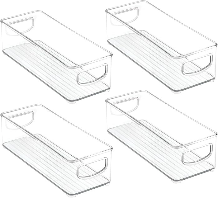 mDesign Kitchen Cabinet and Pantry Storage Organizer Bins - Pack of 4, Shallow, Clear | Amazon (US)