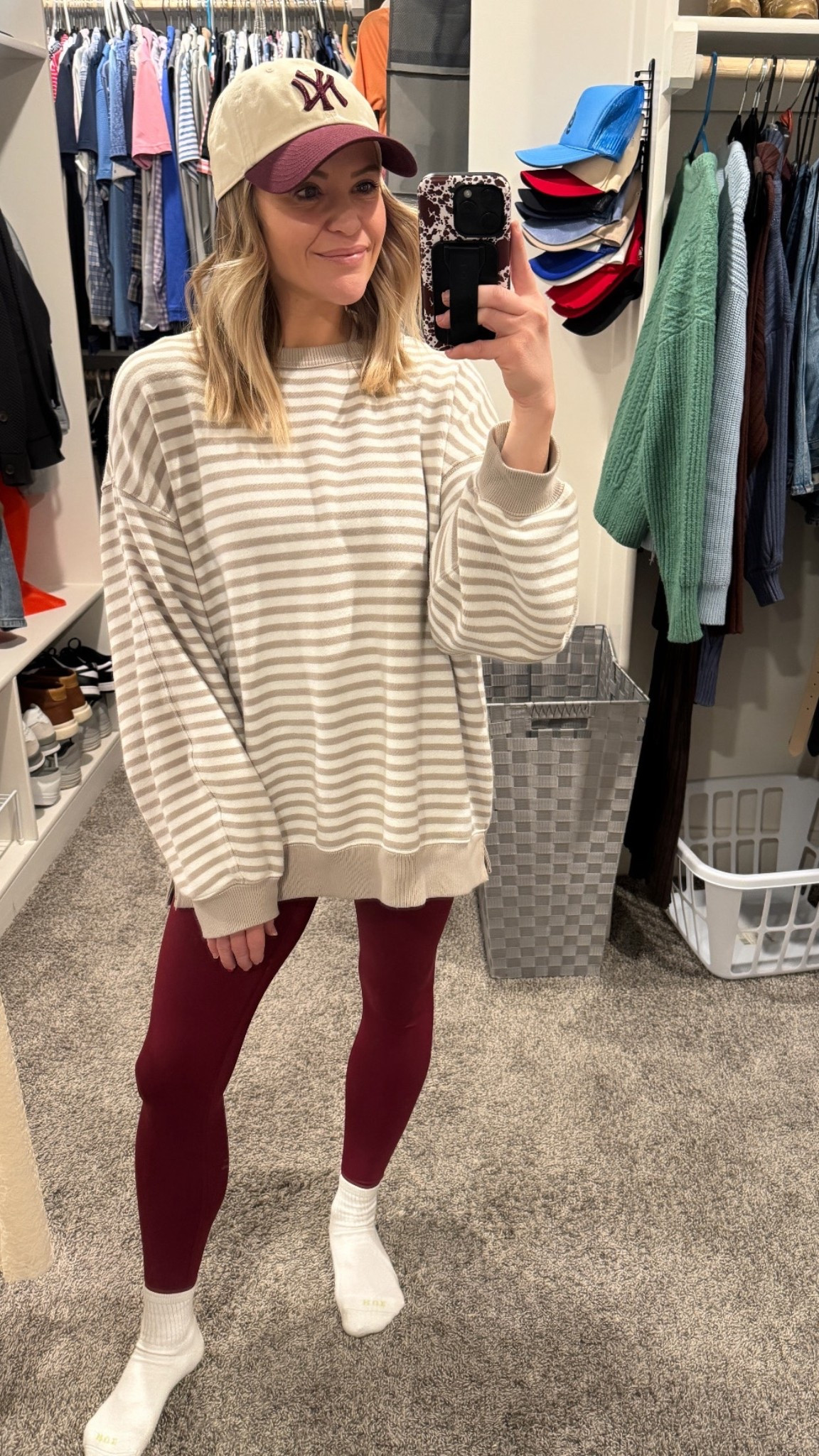 Loveee this aerie sweatshirt so much- TTS, fits oversized and now 70% off!!!!

Leggings are paragon Fitwear - affiliate code wellnessforthewin 

Hat and socks also linked! 

#LTKgrwm #LTKootd #LTKmomlife