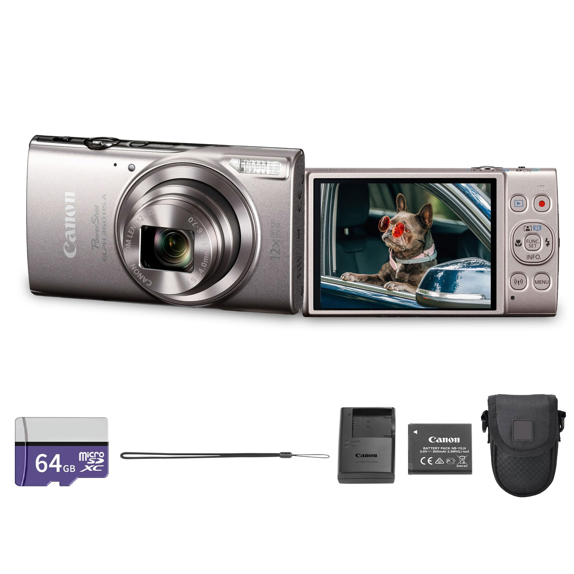 Canon PowerShot ELPH 360 HS A Digital Camera (Silver) | 20.2MP CMOS Sensor, 12x Optical Zoom & Bu... | Amazon (US)