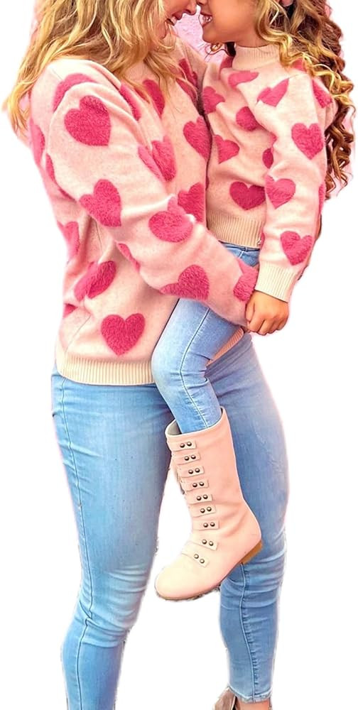 WOBONIU Mommy and Me Outfits Crewneck Sweatshirts Long Sleeve Letter Graphic Print Pullover Tops ... | Amazon (US)