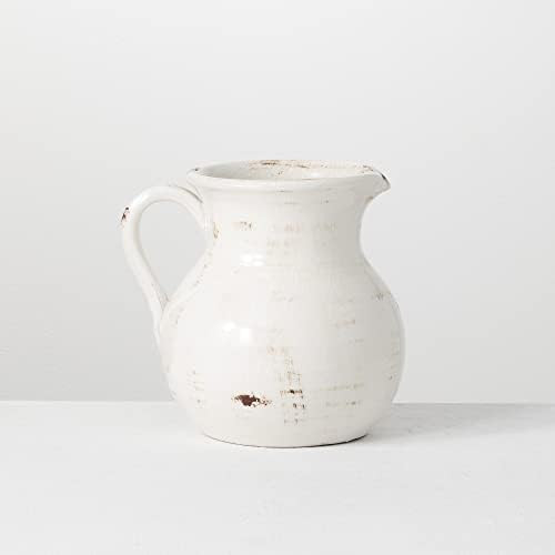 Sullivans Modern Farmhouse Decorative Ceramic Pitcher, 9 x 7 x 8 inches, Distressed Farmhouse Dé... | Amazon (US)