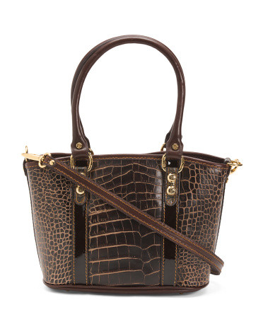 Made In Italy Leather Crocodile Tote | TJ Maxx