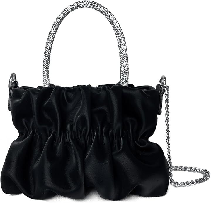 Black Evening Bag Black Evening Purse Black Cutch Purse Soft Leather Ruched Bag | Amazon (US)