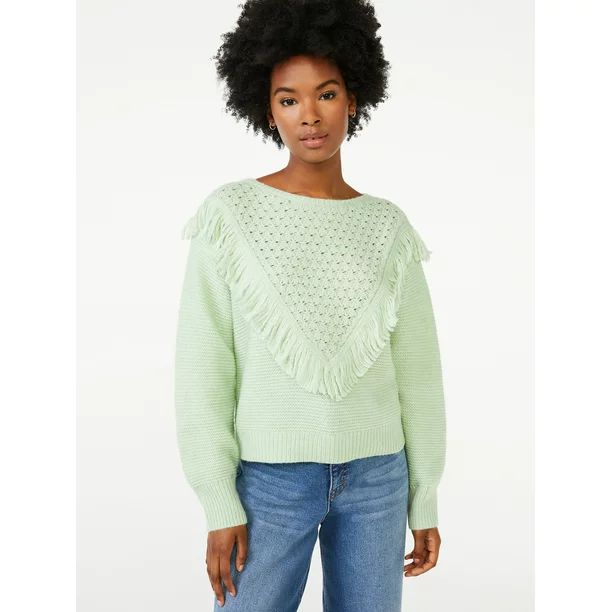 Scoop Women's Fringe Sweater - Walmart.com | Walmart (US)