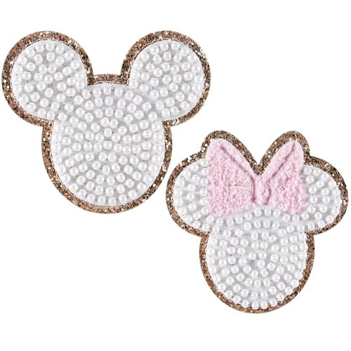 2Pcs Pearls Embroidered Patch, Cartoon Mouse Self-Adhesive Patches, Suitable for Sewing/Iron On Bags Jacket Jeans Hat Backpack Socks | Amazon (US)