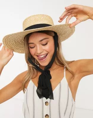 My Accessories London straw hat with tie detail | ASOS US