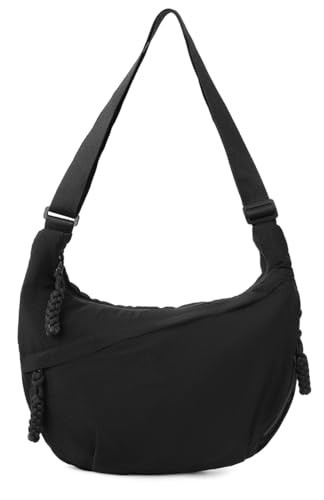 Hobo Bag for Women Men Crescent Shoulder Bag Retro Nylon Canvas Crossbody Bag Slouchy Corduroy Dumpling Bag Purse | Amazon (US)