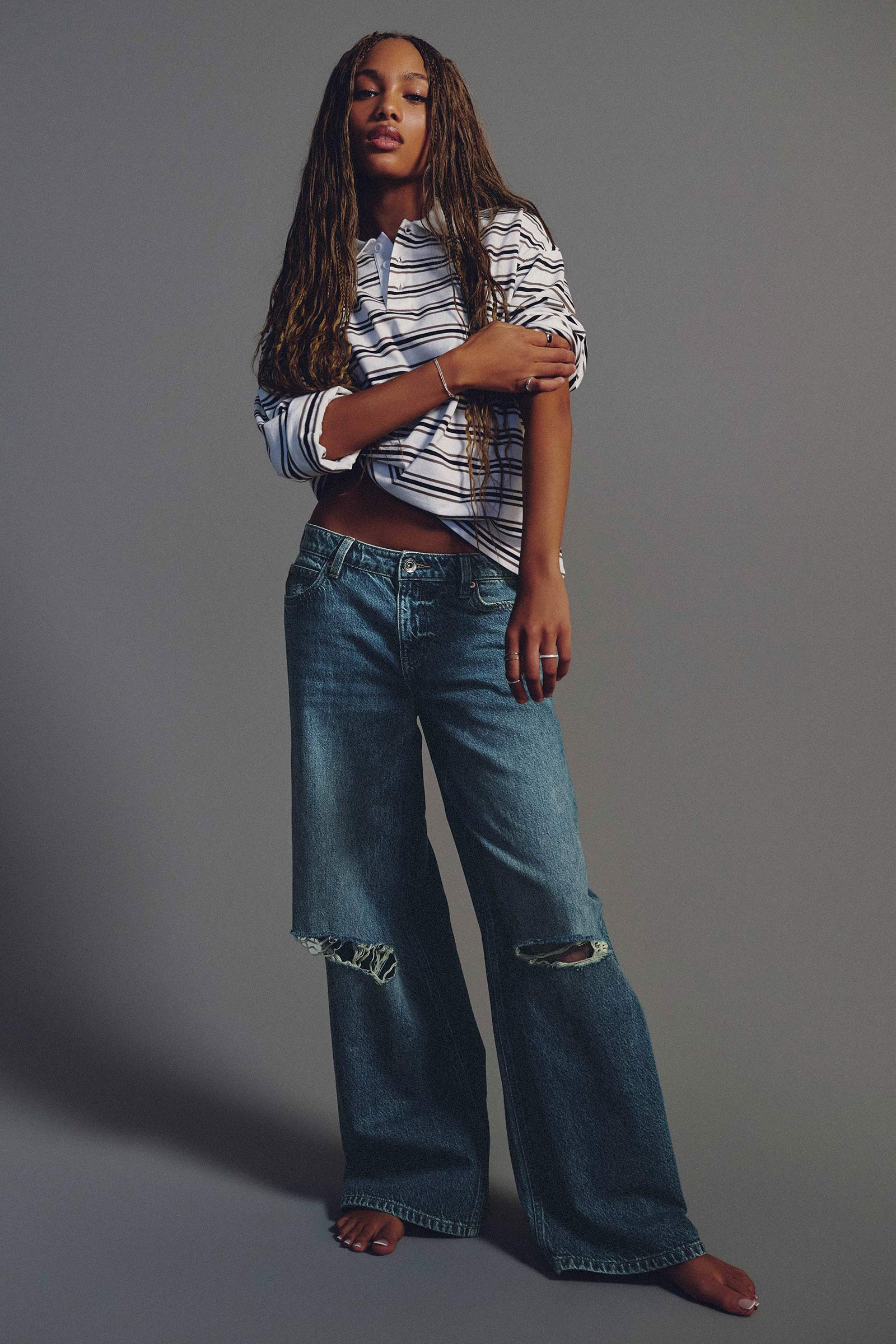 The Off-Duty Fit Low Rise Wide Leg Jean Blue | Ardene Canada | Ardene US