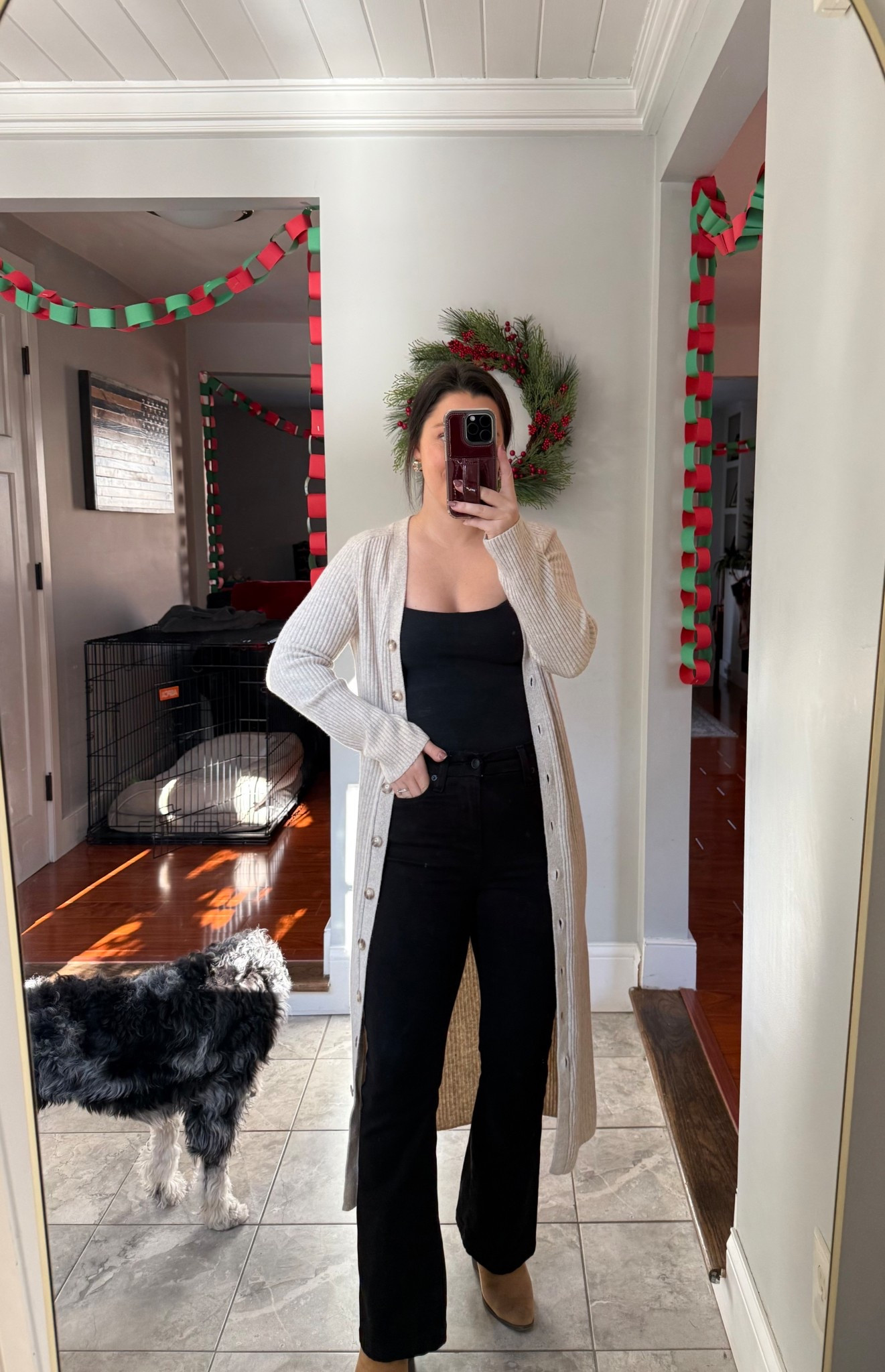 Size xs petite duster sweater/dress, can be worn either way!

Winter sweaters, sweater dress, duster, long sweater, petite outfit, mom outfits, winter outfit, black jeans, bootcut jeans 

#LTKSeasonal #LTKootd #LTKPetite