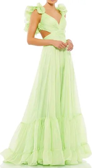 Rosette Chiffon Cutout Empire Waist Gown | Nordstrom