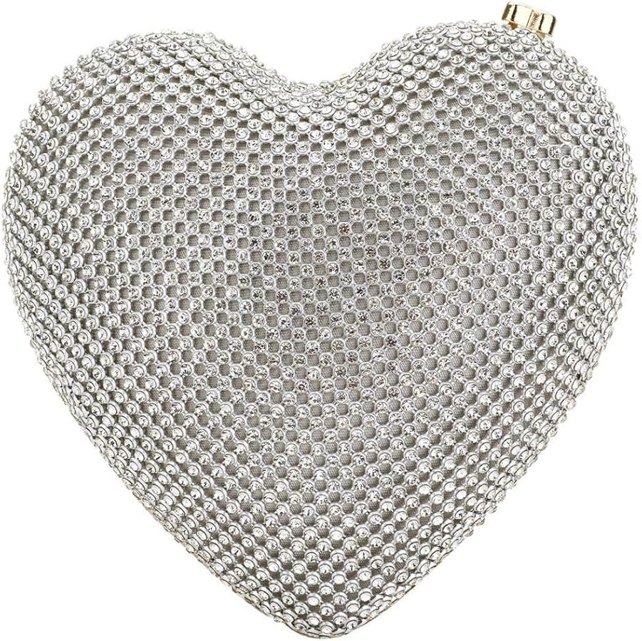 EROUGE Cute Heart Shape Clutch Purses Women Rhinestone Clutch Evening Bag | Amazon (US)