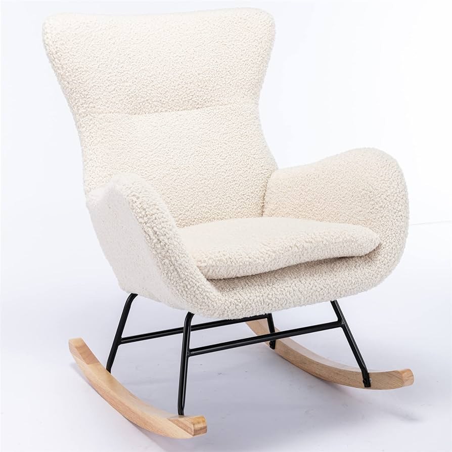 Homsof Modern High Backrest Rocking Nursery Upholstered Accent Rocker Armchair Living Room Lounge... | Amazon (US)