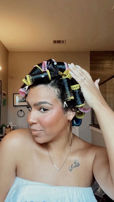 Rollerset hair takedown! #hair #rollers #naturalhair #shorthair #ltkbeauty