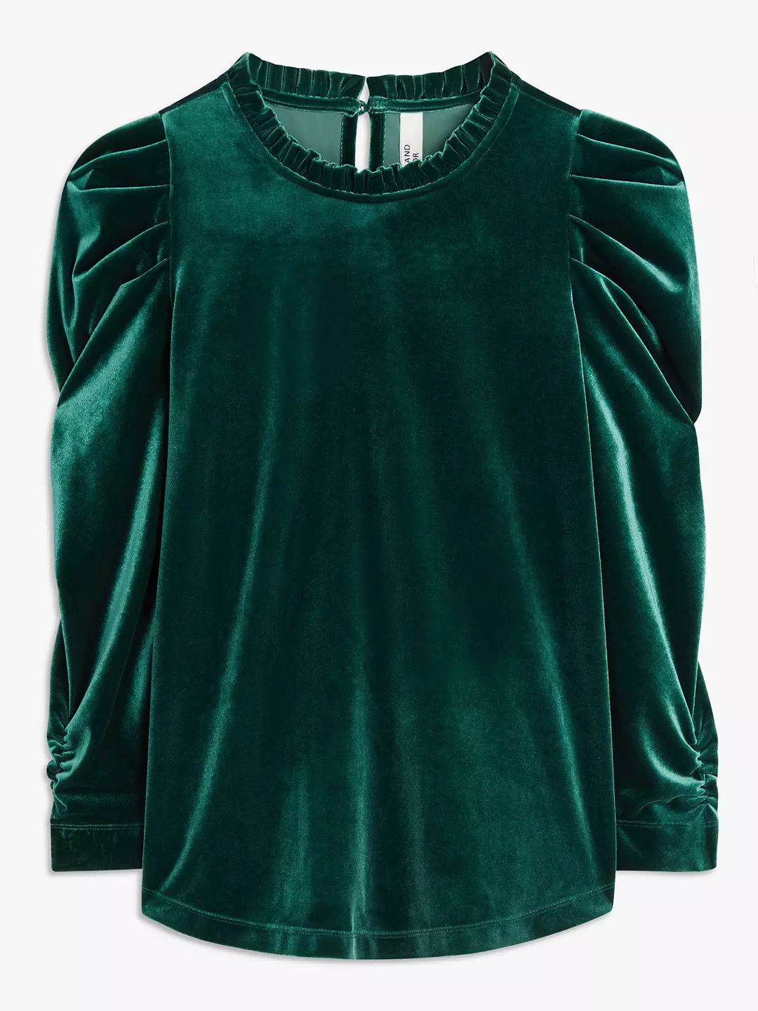 AND/OR Nona Velvet Long Sleeve Top, Emerald | John Lewis (UK)