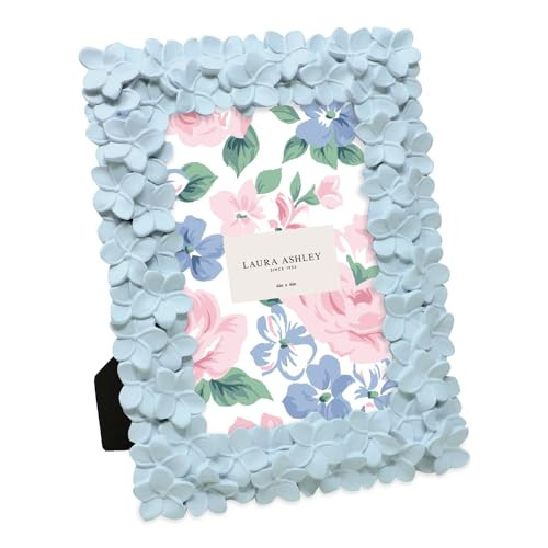 Laura Ashley 4x6 Powder Blue Flower Textured Hand-Crafted Resin Picture Frame w/Easel & Hook for ... | Amazon (US)