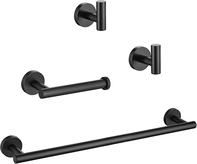 Lairuier Bathroom Hardware Set, Bath Towel Bars Stainless Steel Bathroom Hardware Set Black Wall ... | Amazon (US)