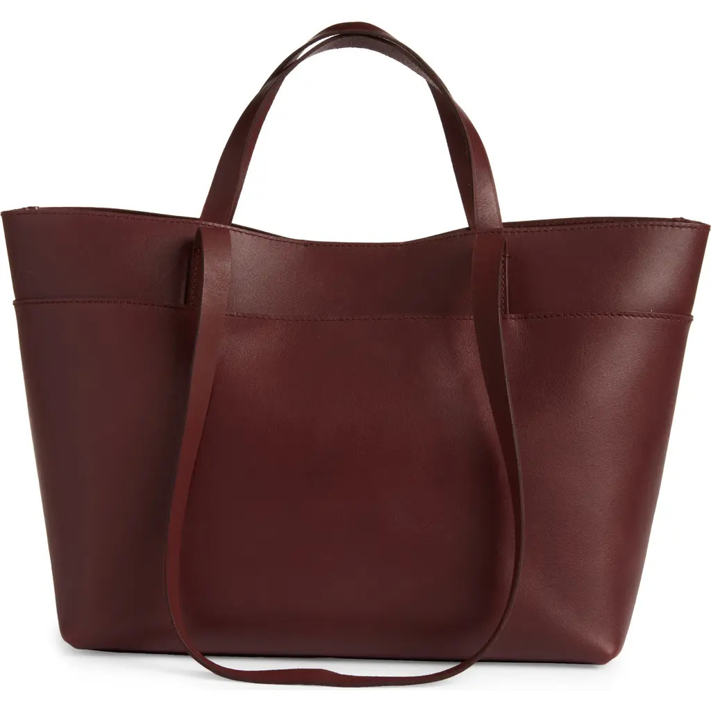 Madewell Medium Essentials Leather East/West Tote in Dark Cabernet at Nordstrom | Nordstrom