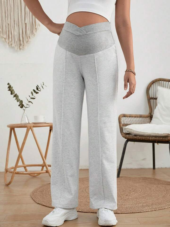 SHEIN Maternity Wideband Waist Straight Leg Pants | SHEIN