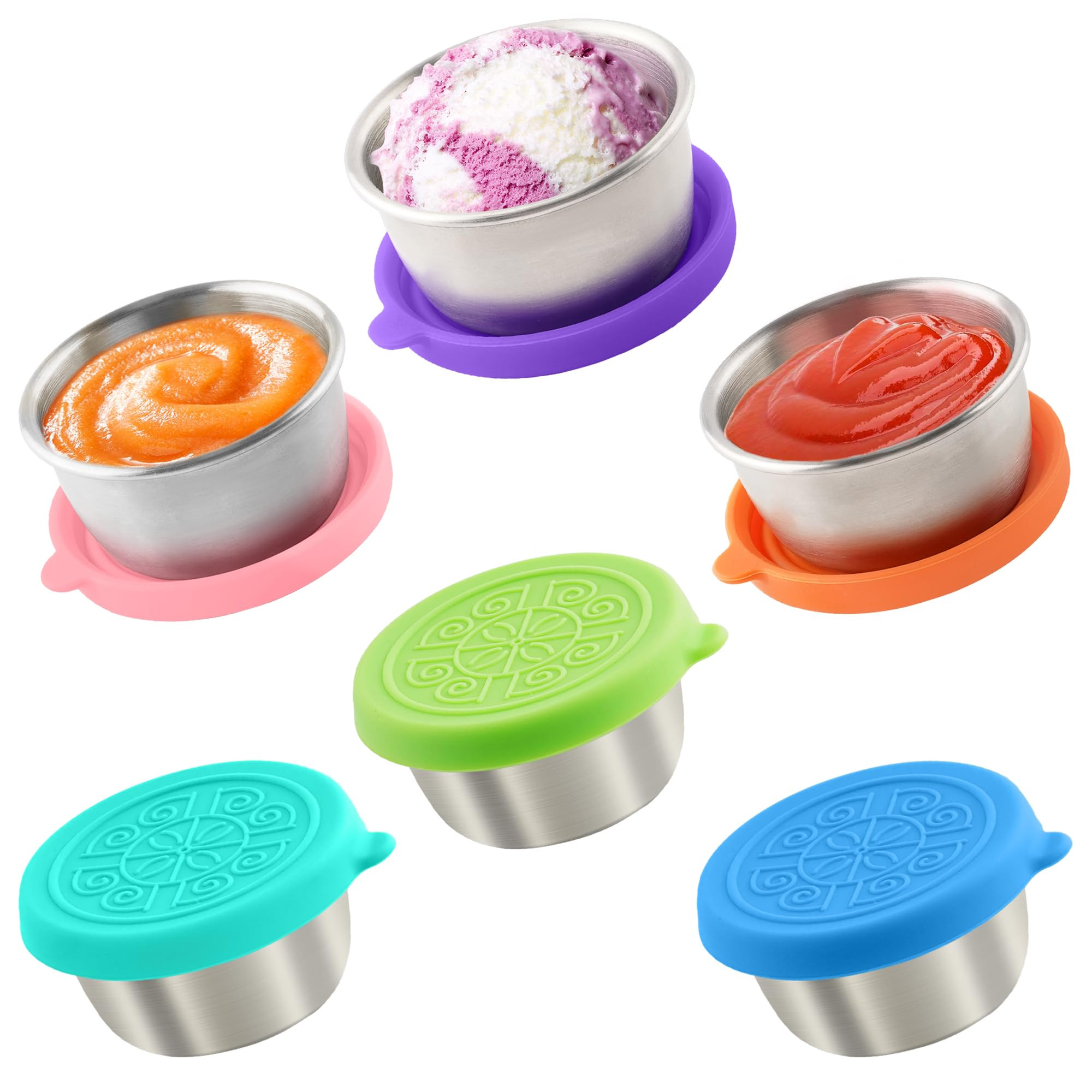 6x1.6 Oz Salad Dressing Containers With Lids, Small Leakproof Reusable Stainless Steel Salad Dres... | Amazon (US)