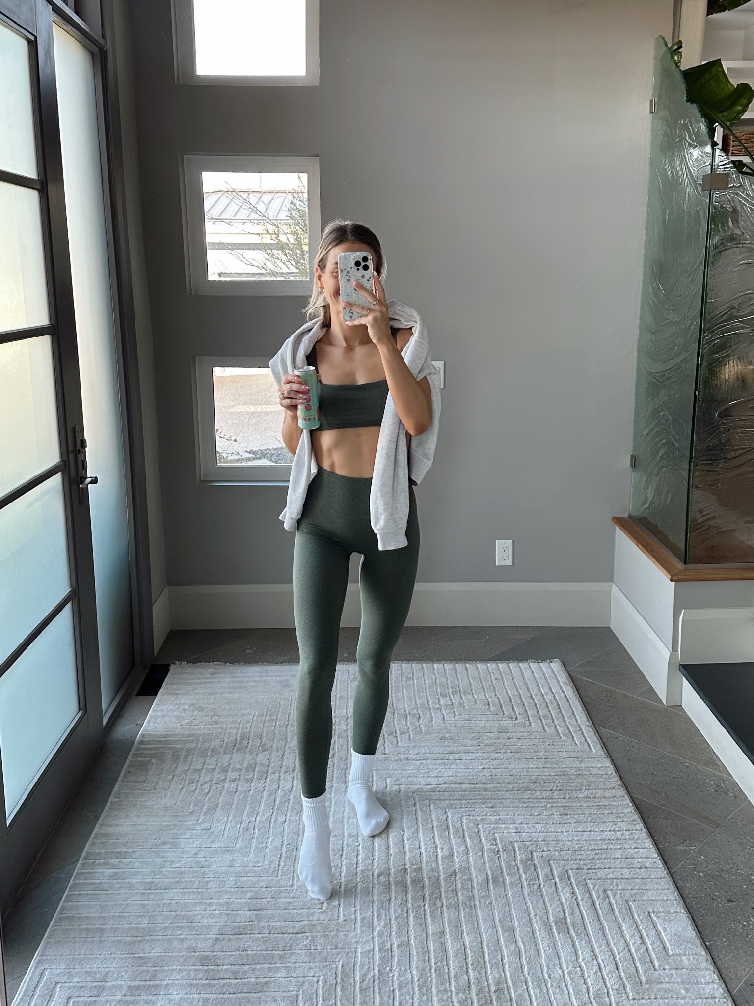 Pilates workout outfit! ✨

Wearing a small in both and a L in the crew sweater (it’s men’s so very oversized) 🤗 Also linked my fav Amazon Pilates socks! 

#LTKfitness #LTKsummer #LTKspring