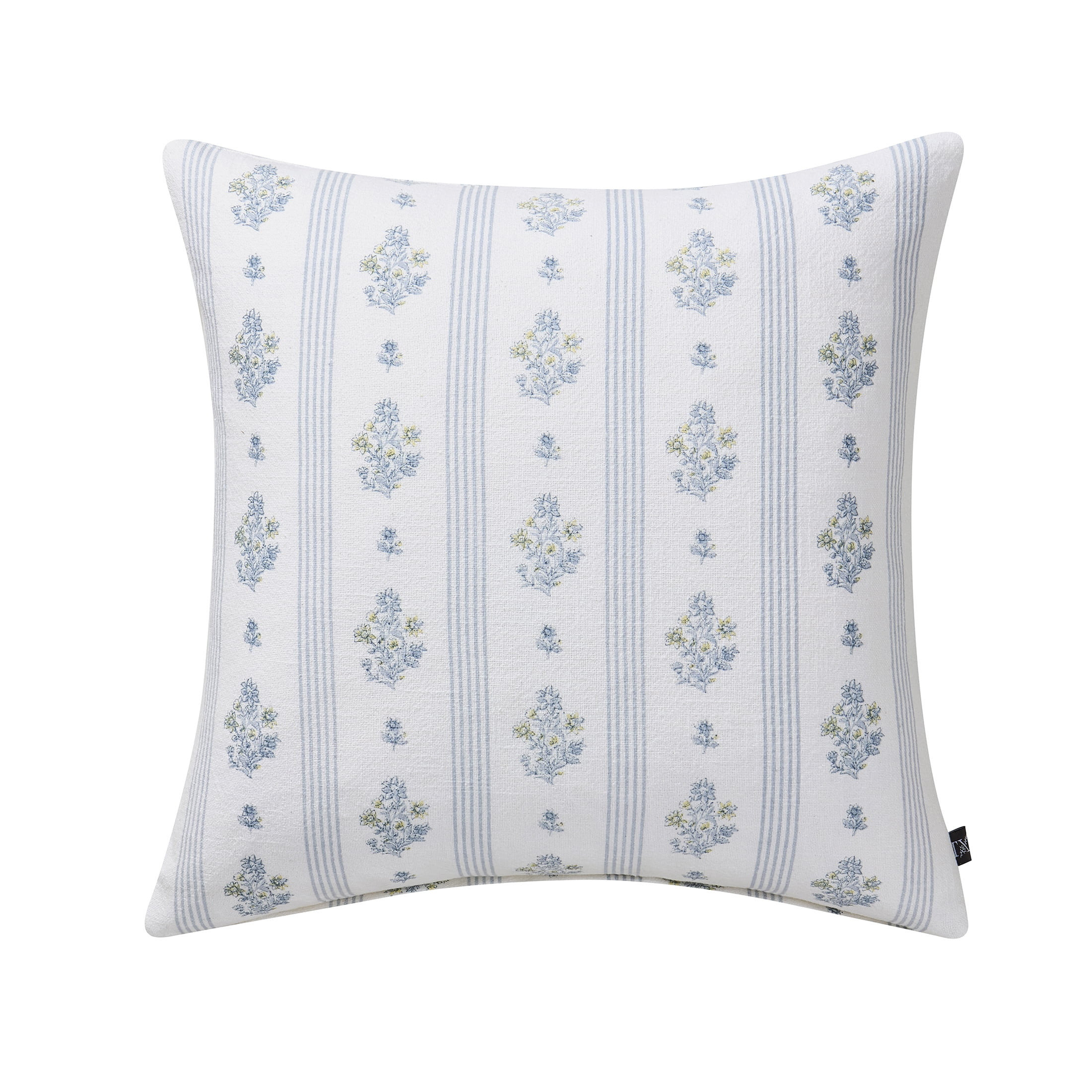 My Texas House 18" x 18" Blue Floral Stripe Decorative Pillow Cover | Walmart (US)