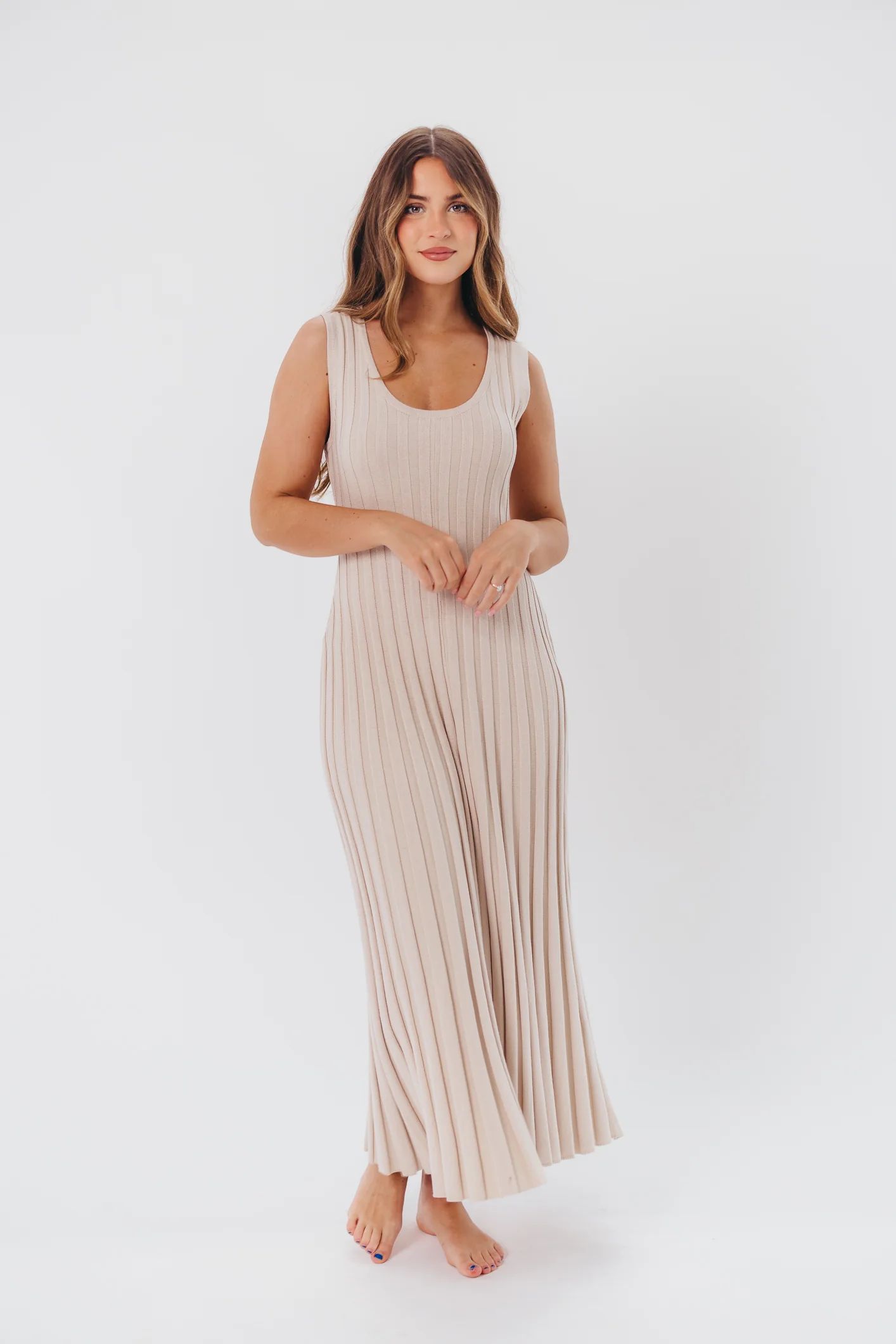 Bailey Ribbed Knit Maxi Dress in Taupe | Worth Collective