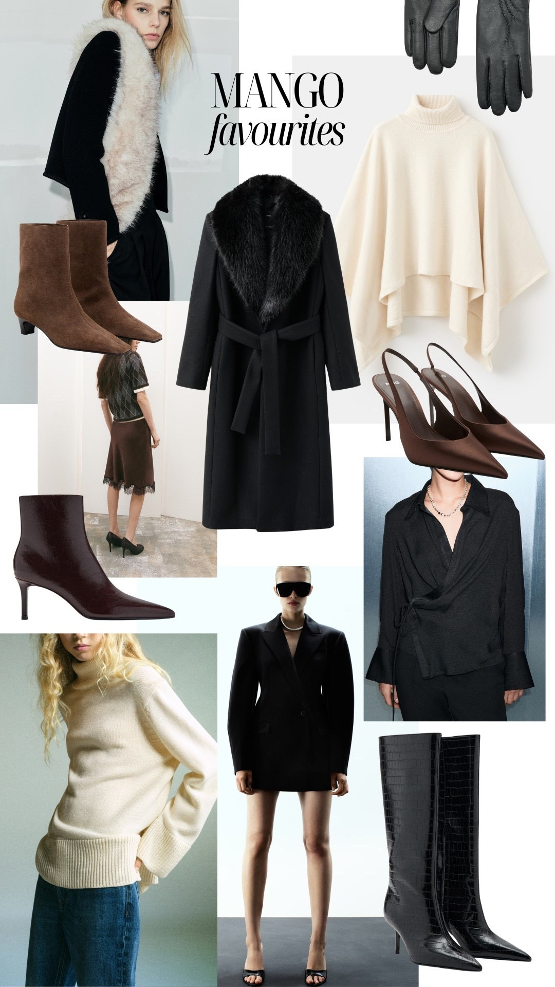 My Mango favourites to dress chic this winter. Neutrals, all black outfits, tailored coats, dresses, partywear, knitwear, boots

#LTKstyletip #LTKwinter