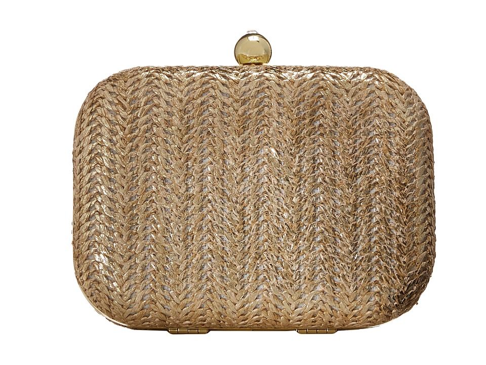 Jessica McClintock - Roxie Metallic Straw Clutch (Gold) Clutch Handbags | Zappos