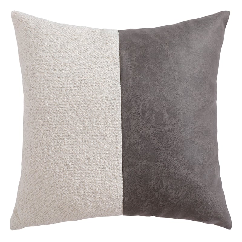 Crosby St. Black Leather Patched Throw Pillow, 18" | At Home