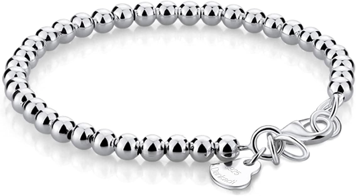 H&Beautimer 925 Sterling Silver 4-10MM Ball Chain Bracelet For Women's - Italian Handmade Bead Ch... | Amazon (US)