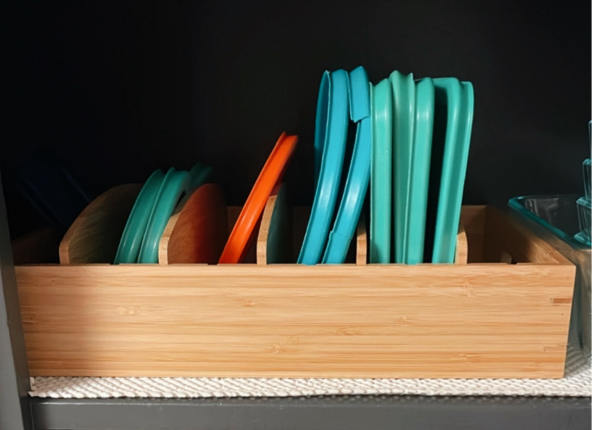 Container Lid organizer! Adjustable holders and beautiful bamboo. Great for your kitchen organization needs!

#LTKhome #LTKfindsunder50 #LTKfamily
