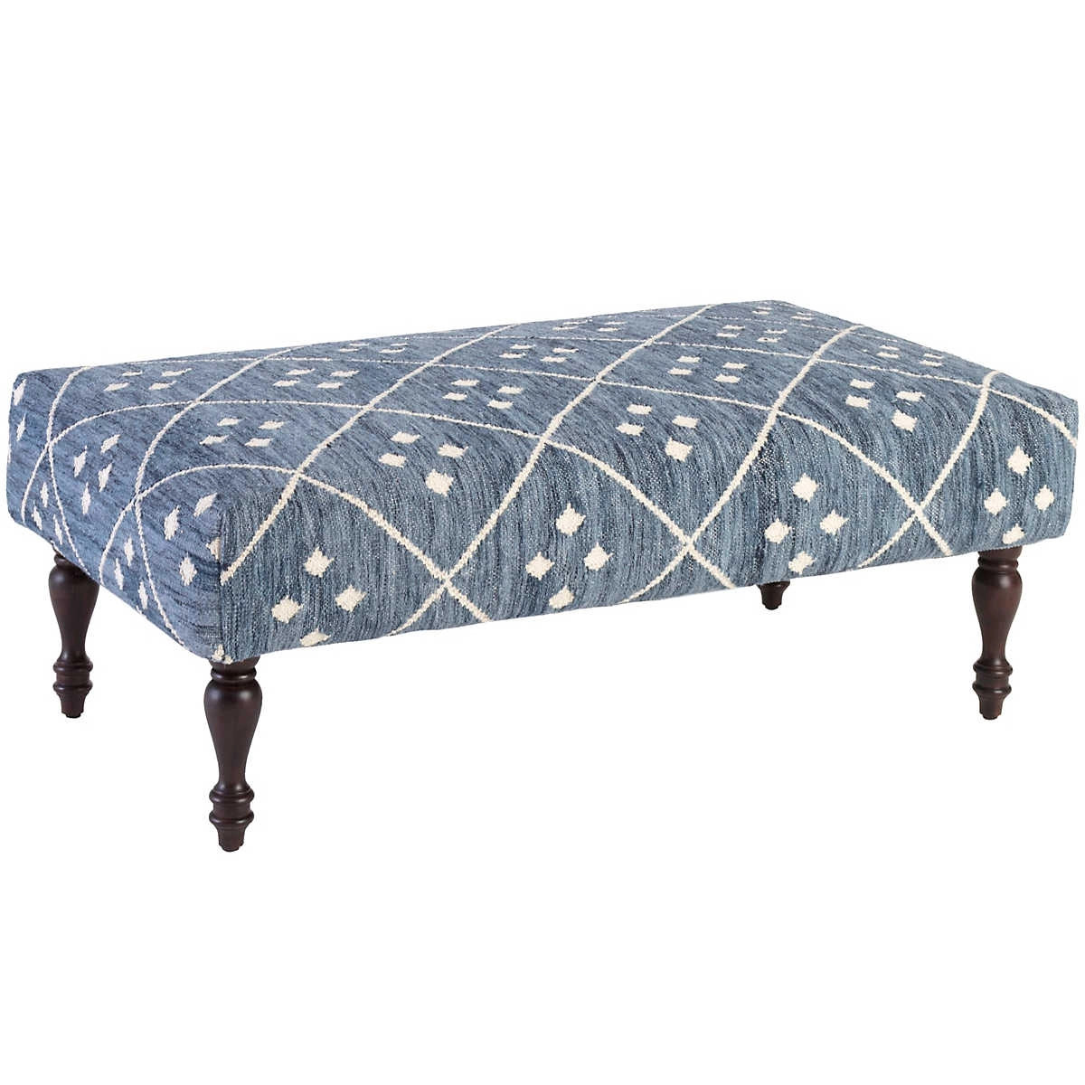Kota Indigo Turned Tobacco Leg Rug Ottoman | Annie Selke