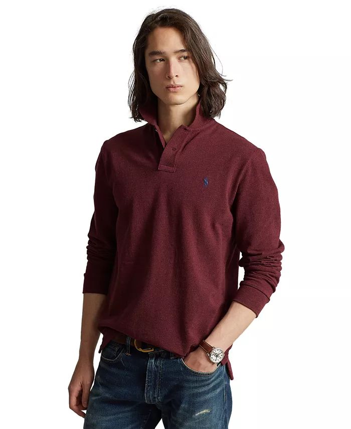 Men's Classic-Fit Mesh Long-Sleeve Polo Shirt | Macys (US)