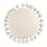 Mud Pie, Cream, Round Pom Pillow, 20" Dia | Amazon (US)