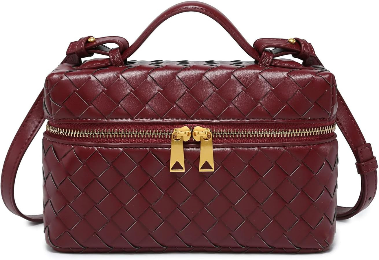 Rejolly Top-Handle Pouch Handbag for Women Woven Leather Vanity Case Designer Crossbody Bag Quiet... | Amazon (US)