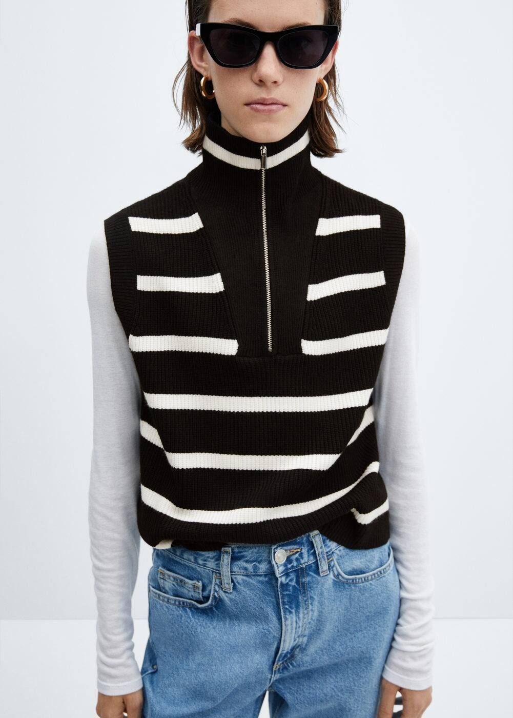 Striped vest with zipper | MANGO (US)