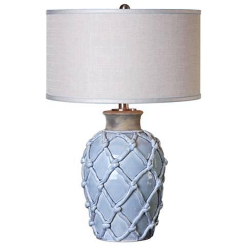 Uttermost Parterre Hammock Pale Blue Ceramic Table Lamp - #1G159 | Lamps Plus | Lamps Plus