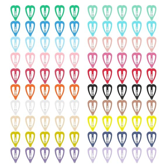 Heart Hair Clips (100-Pack 20 Colors) Non-Slip Snap Barrettes for Girls, Women, Toddlers - 1.26 I... | Amazon (US)
